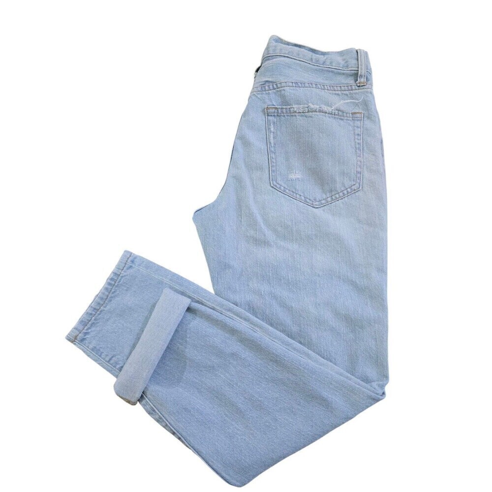 Lowrys Farm Japanese Denim Jeans Light Wash Distressed Straight Crop Medium - Picture 12 of 13